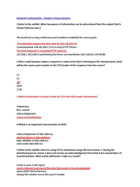 Network Fundamentals Chapter 4 Exam Answers Reader