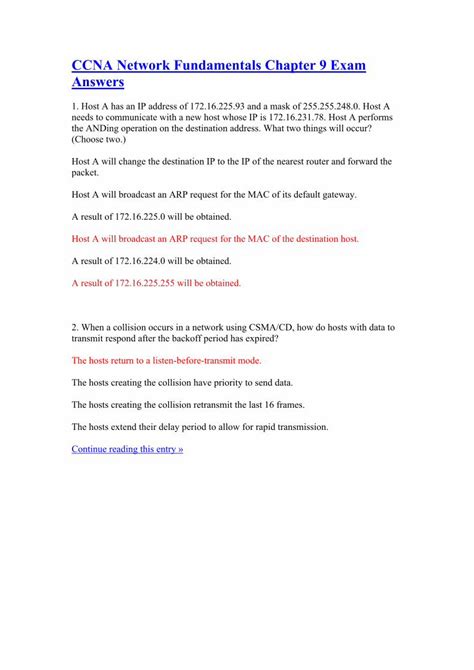 Network Fundamentals Chapter 9 Exam Answers Reader