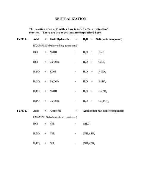 Neutralization Reactions Chemistry Answers Doc