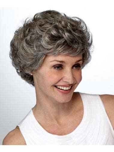 New Curly Short Synthetic Grey Wigs