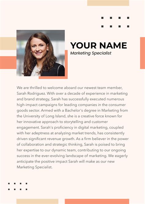 New Employee Bio Template