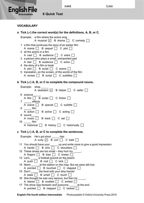 New English File Intermediate Quicktest 6 Answers Reader