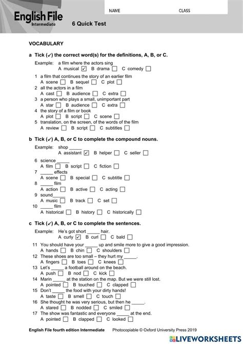 New English File Intermediate Quicktest Answer Doc