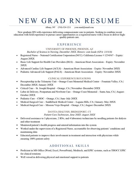 New Grad Nursing Resume Template