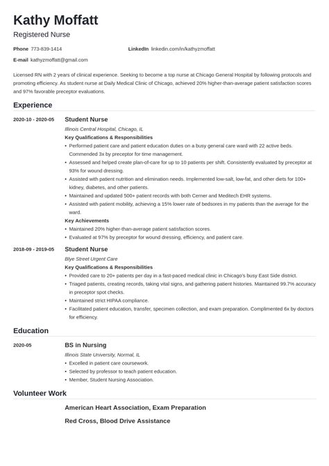 New Graduate Registered Nurse Resume Template