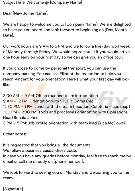 New Hire Email Template