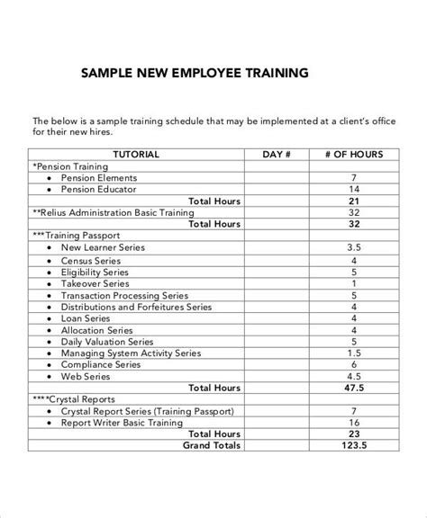 New Hire Training Plan Template