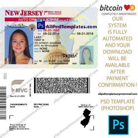 New Jersey Drivers License Template