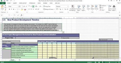 New Product Development Template Excel