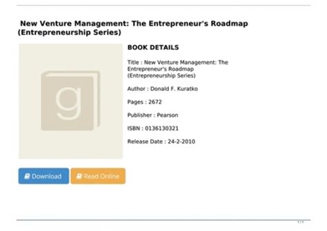 New Venture Management The Entrepreneurs Roadmap Ebook Doc