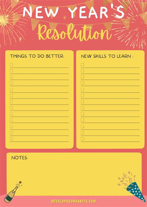 New Year's Goals Template
