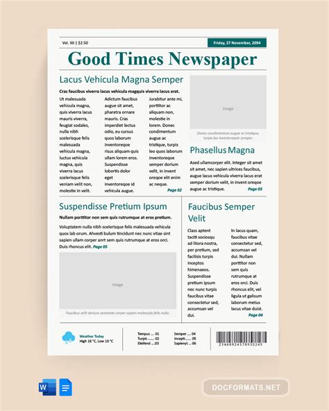 Newspaper Template Word
