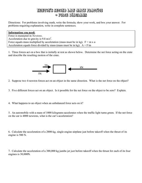 Newton Second Law Math Practice Answer Epub