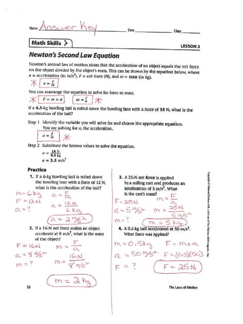 Newtons Second Law Answer Key Kindle Editon