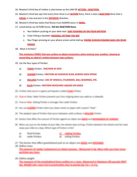 Newtons Third Law And Answers Reinforcement PDF