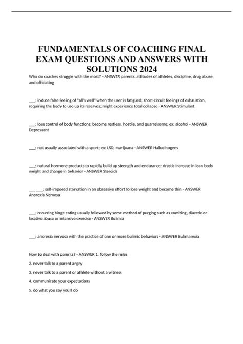 Nfhs Fundamentals Of Coaching Answers Kindle Editon