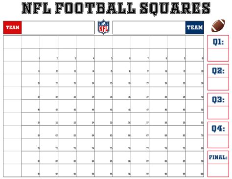 Nfl Football Squares Template