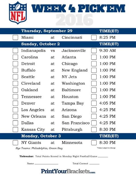 Nfl Picks Printable
