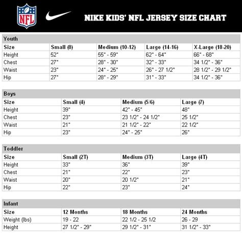 Nfl Youth Size Chart