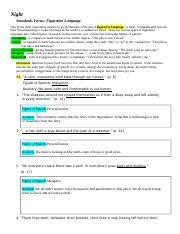 Night Standards Focus Figurative Language Answers PDF