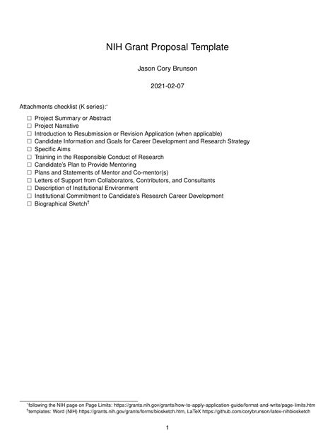 Nih Grant Proposal Template