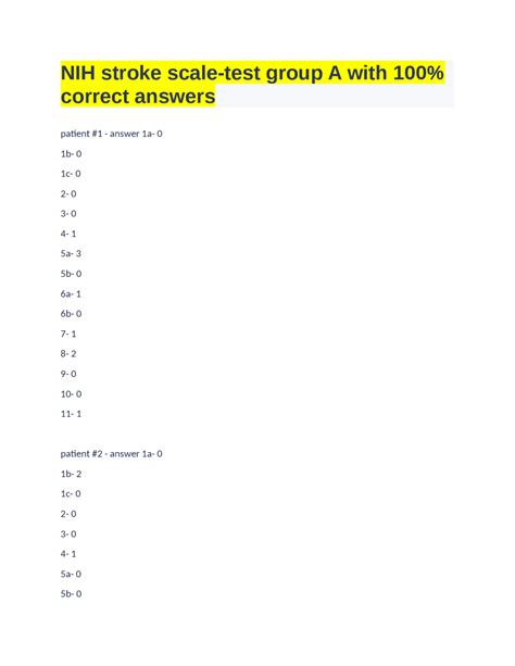 Nih Stroke Scale Test Answers Doc