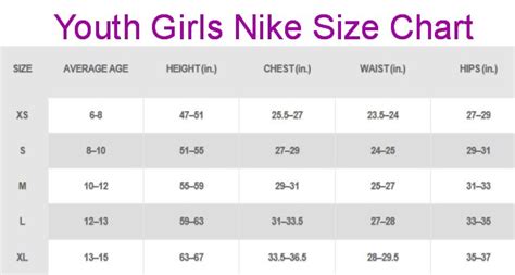 Nike Girls Size Chart