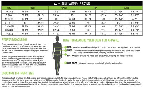 Nike Size Chart Sweatshirts