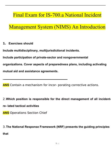 Nims 700a Answers Kindle Editon