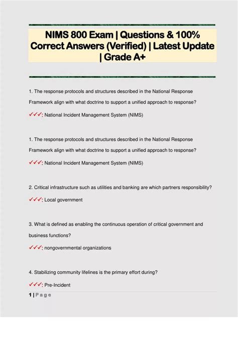 Nims 800 Answers Updated PDF