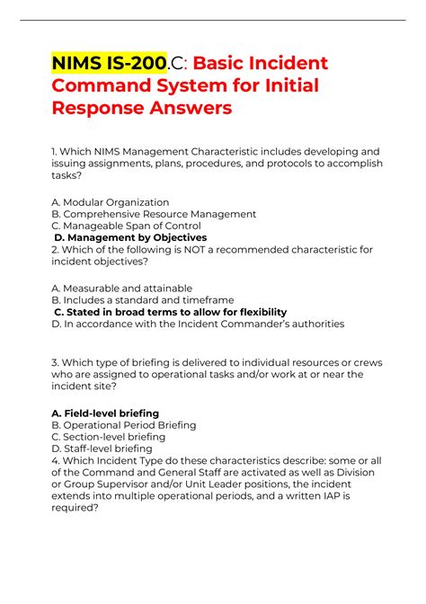 Nims Ics 200 Answer Key Kindle Editon