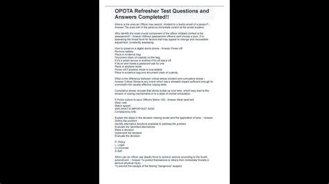 Nisoa 2013 Refresher Test Answers Doc