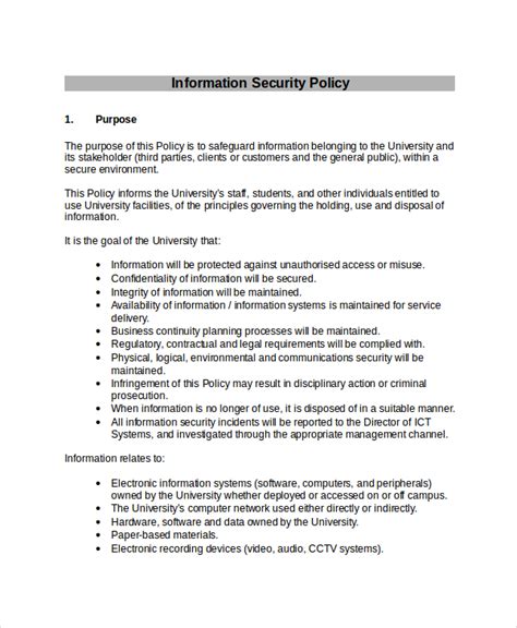 Nist Information Security Policy Template