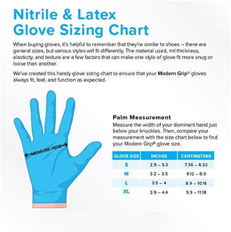 Nitrile Gloves Size Chart