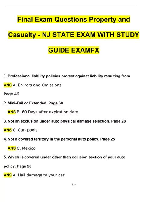 Nj Property And Casualty Study Guide Ebook Epub