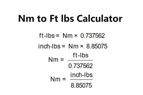 Nm to Ft Lbs Conversion Formula