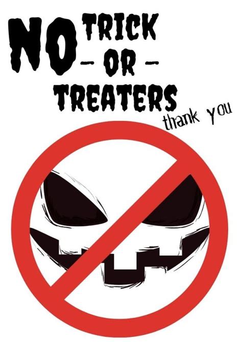 No Trick Or Treating Sign Free Printable