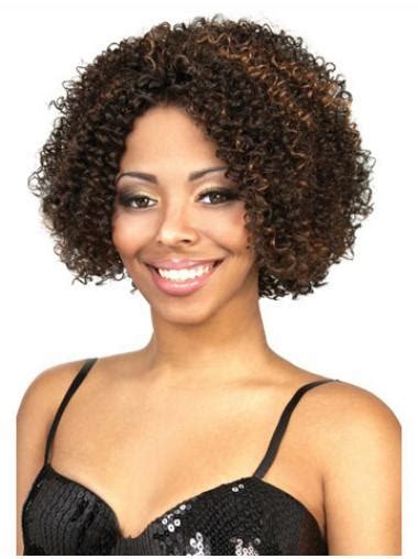 Noble Short Kinky Brown No Bang African American Lace Wigs for Women 10 Inch