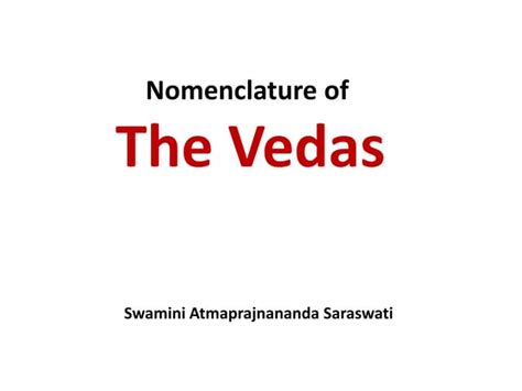 Nomenclature of the Vedas 1st Published Doc