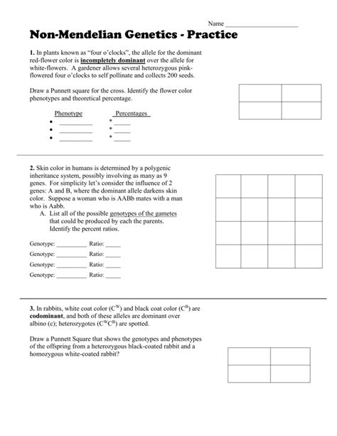 Non Mendelian Genetics Worksheet Answers Doc