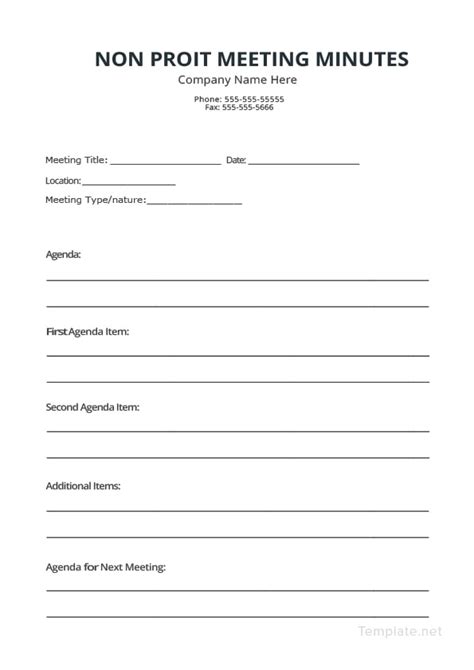 Non Profit Minutes Template