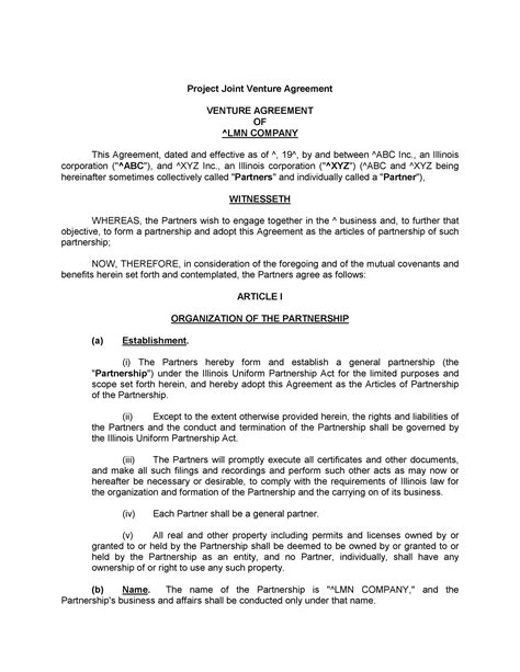 Non Profit Partnership Agreement Template