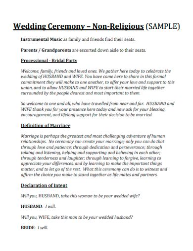Non Religious Wedding Ceremony Template