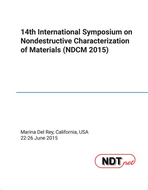 Nondestructive Characterization of Materials 8 Proceedings of the Eighth International Symposium Hel Doc