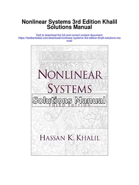 Nonlinear Systems Hassan Khalil Solution Manual 2010 Doc