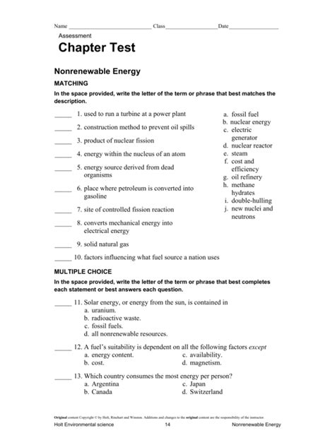 Nonrenewable Energy Chapter Assessment Answers Kindle Editon