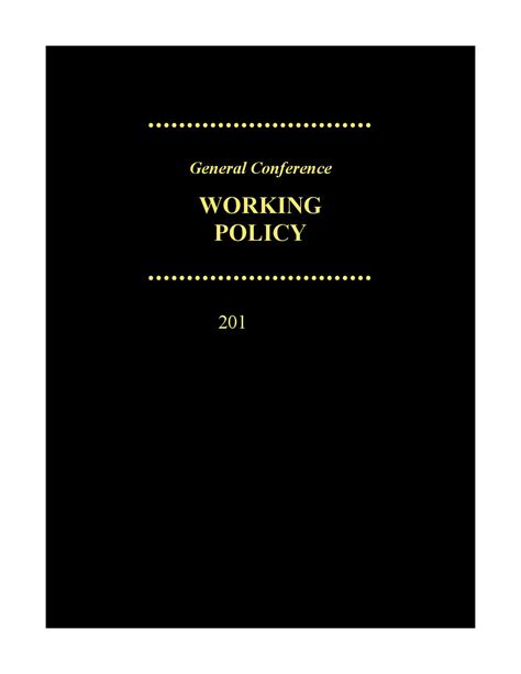 North American Division General Conference WORKING POLICY PDF Epub