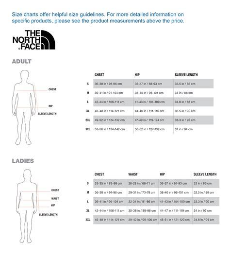 North Face Ski Jacket Size Chart