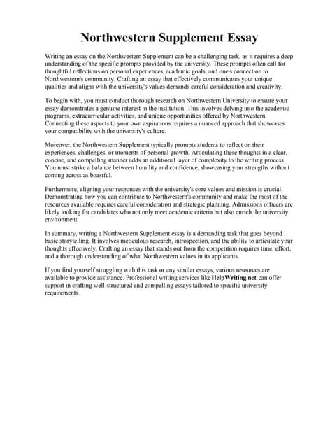 Northwestern Supplement Essay: A Comprehensive Guide to Crafting an Outstanding Application