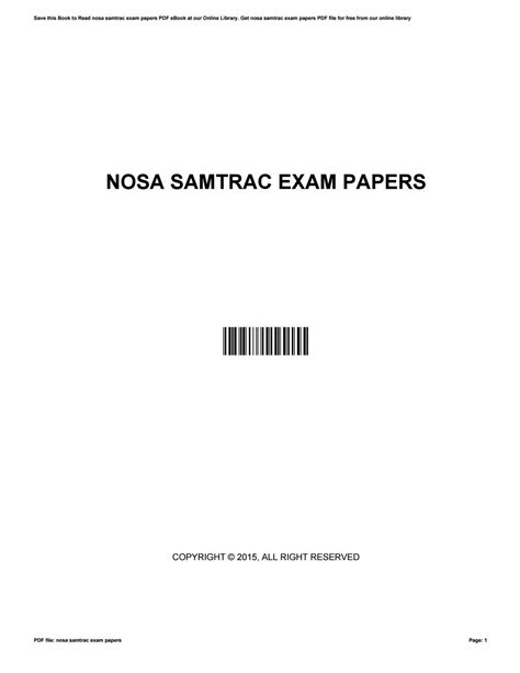 Nosa samtrac exam question paper Ebook Kindle Editon